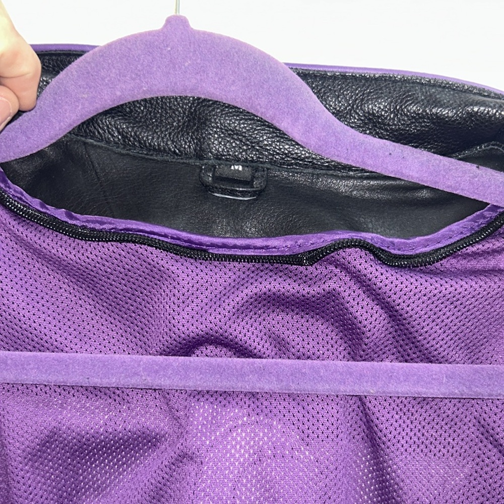 Women’s black purple motorcycle jacket with embroidered details - Picture 10 of 10